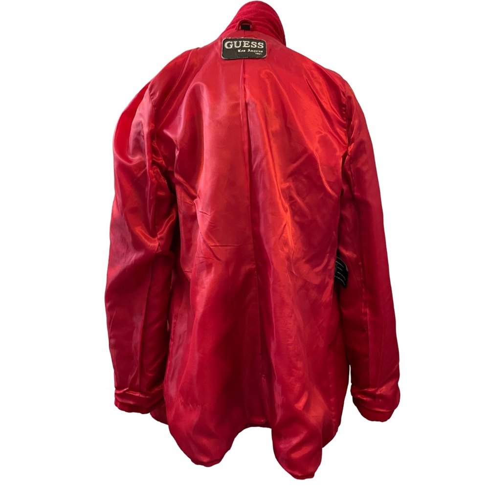 GUESS RED L Wool Blend Duffle Coat Detachable Hood Toggle Jacket Patton Loops - Picture 13 of 16